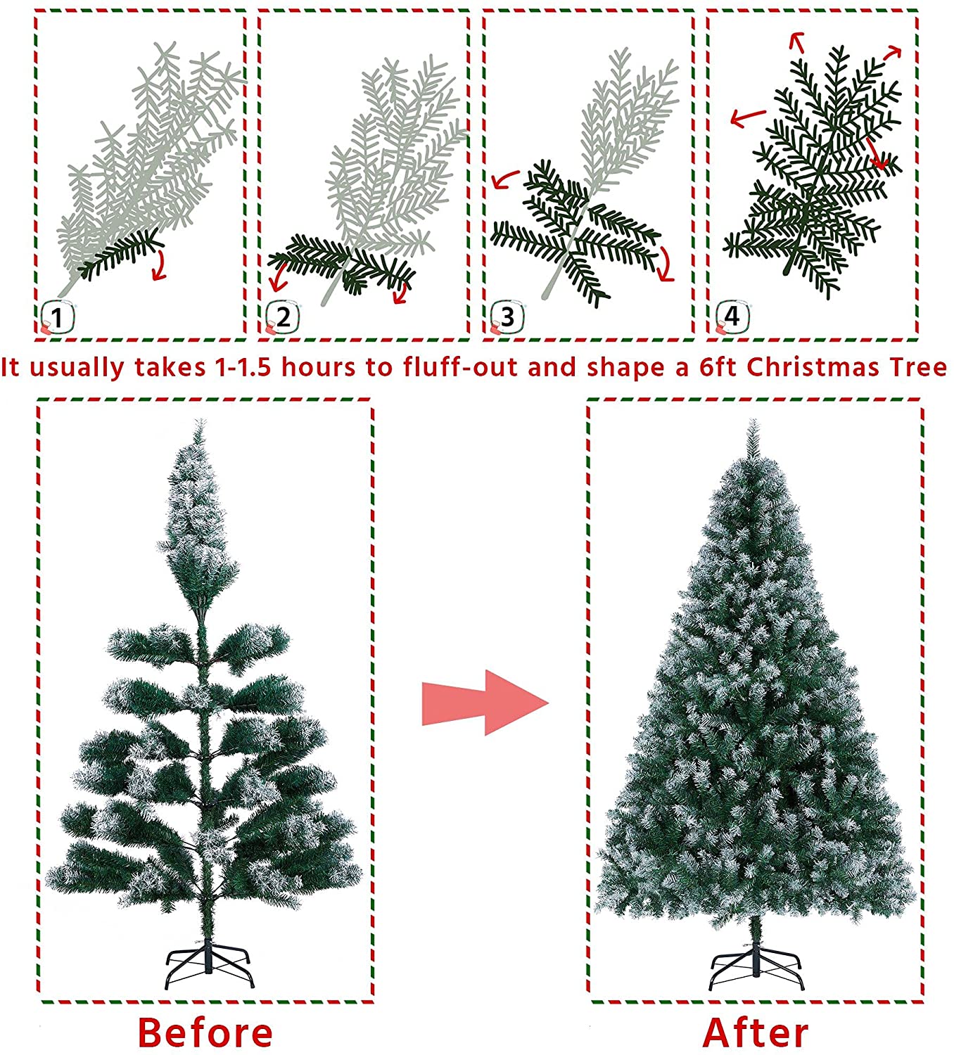 Freeshipping|Premium 180cm Christmas Tree Artificial Xmas Tree Snow Decor