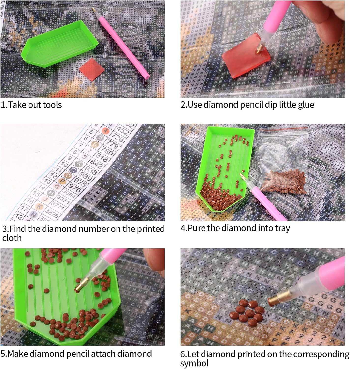 DIY Artificial Diamond Art Painting 6 Paint Set - A
