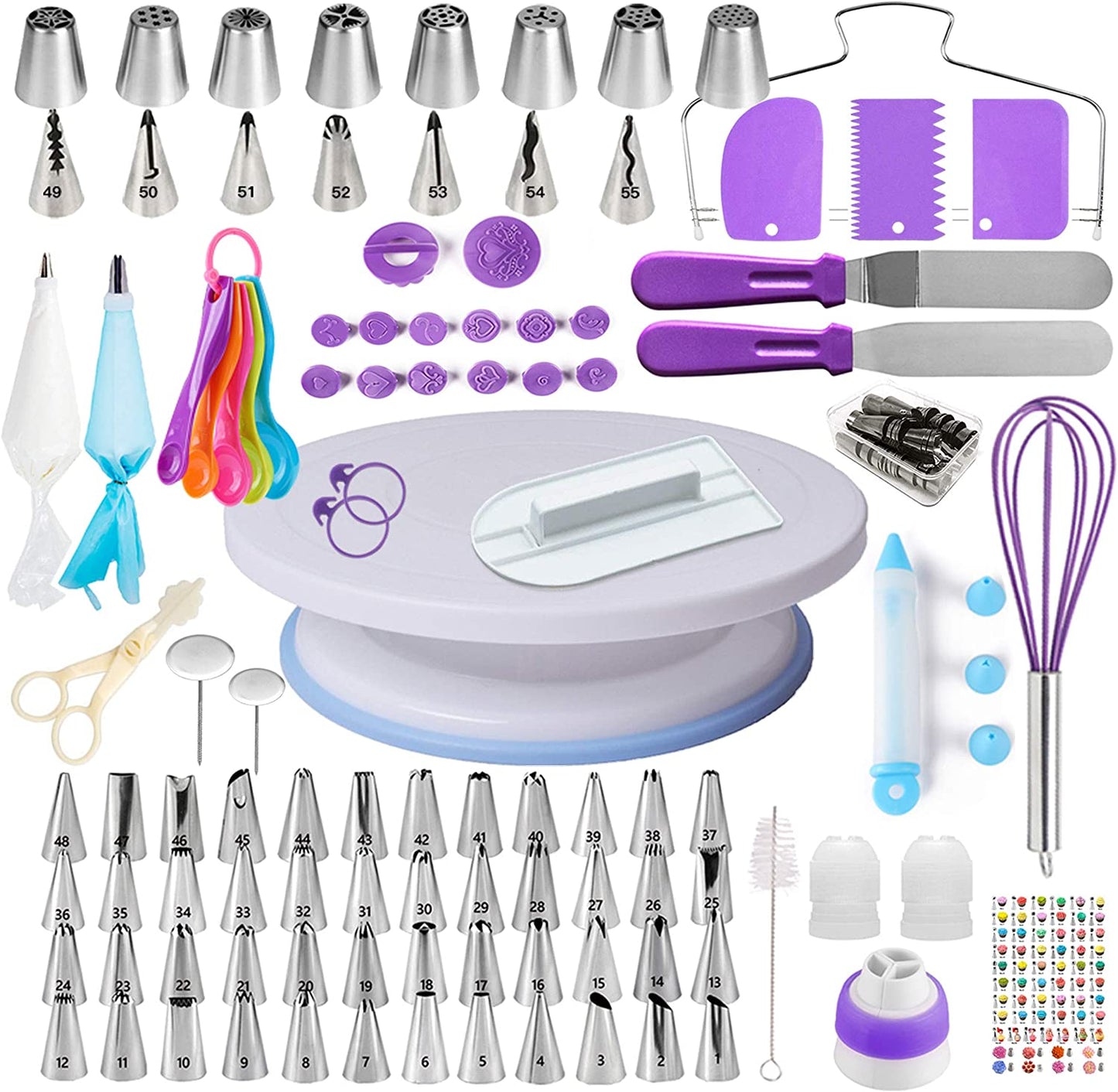 137Pcs Cake Decorating Tools Kit Turntable Stand Icing Spatulas Nozzle Tip