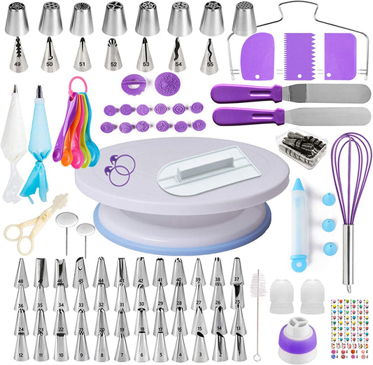 137Pcs Cake Decorating Tools Kit Turntable Stand Icing Spatulas Nozzle Tip