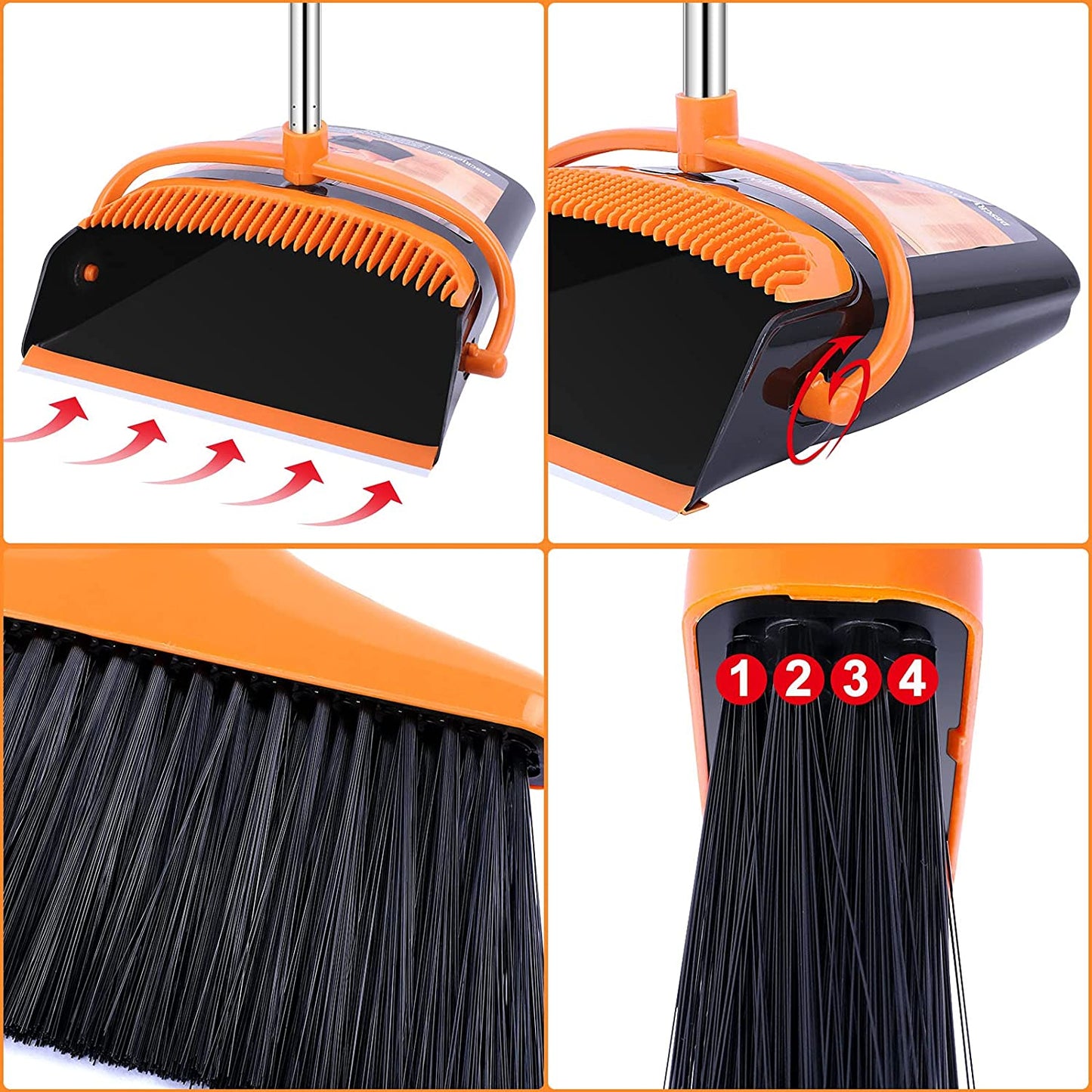 Broom Combo Extendable Sweeper Standing Dustpan 120 cm Long
