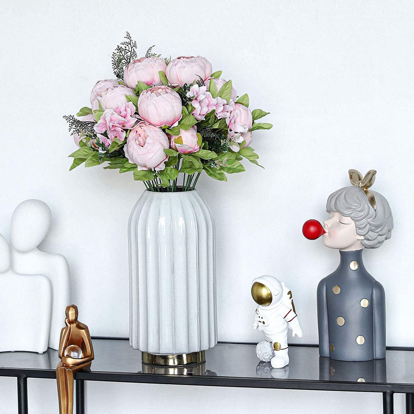 Artificial Peony Silk Flowers Light Pink