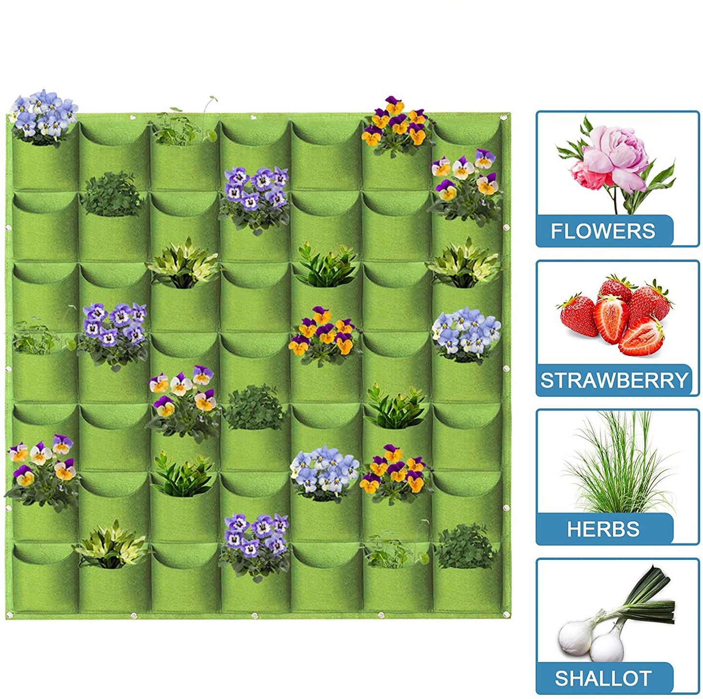49 Pockets Hanging Planter Bags Vertical Wall Mounted Plant Planting Grow Bags