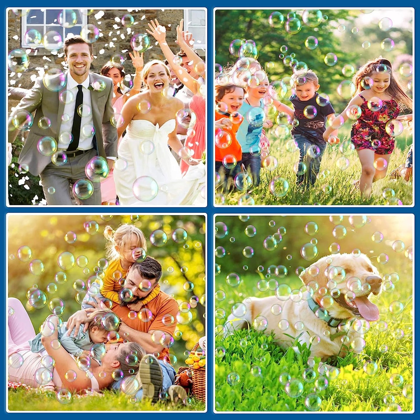 8 Hole Bubble Gun Bubble Maker with 5000+ Bubbles Blue