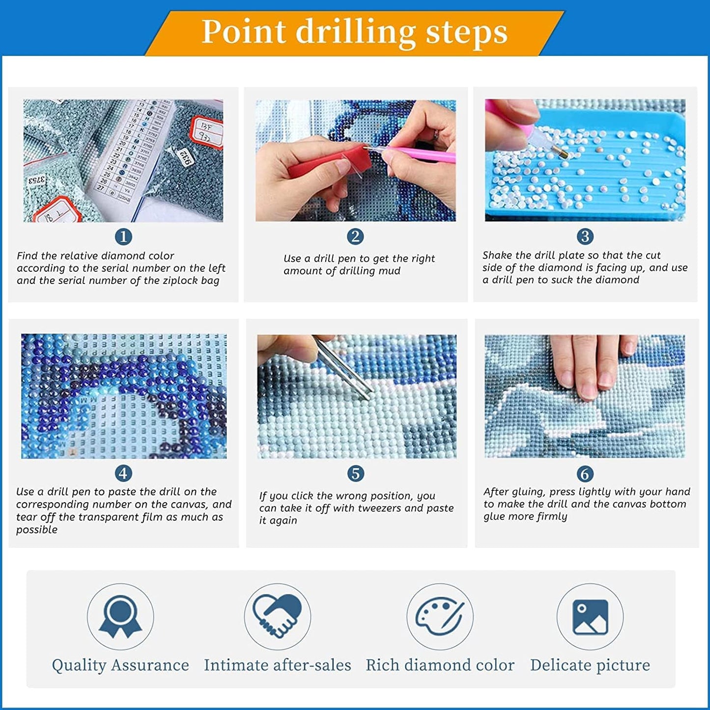 DIY Artificial Diamond Art Painting 6 Paint Set - A