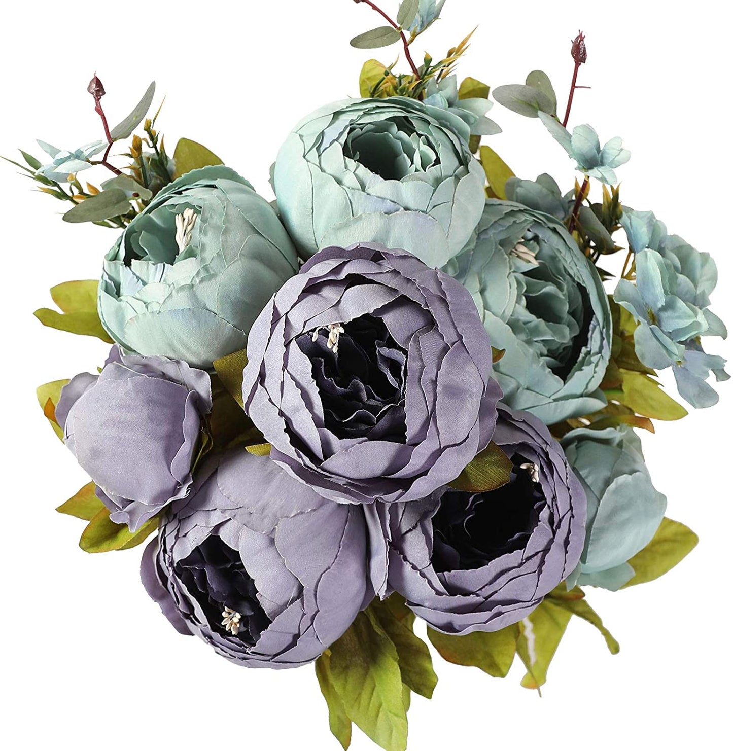 Artificial Peony Silk Flowers Blue
