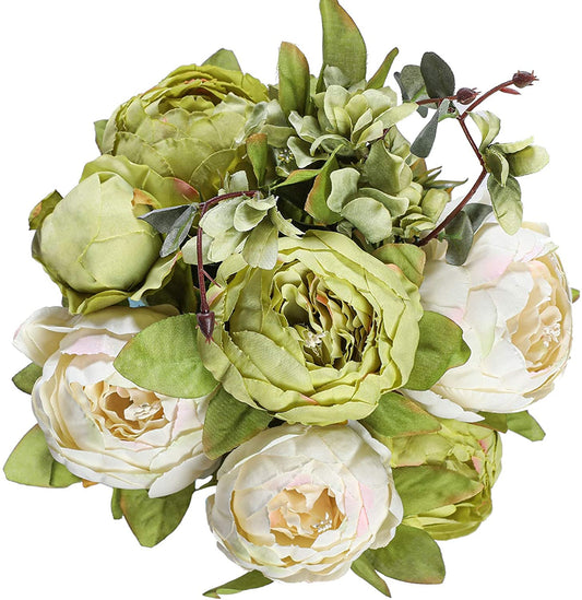 Artificial Peony Silk Flowers Green