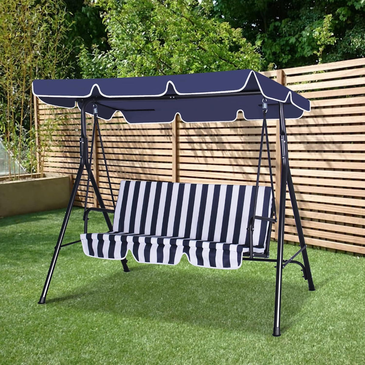 Outdoor Three-Seater Swing Chair - Blue