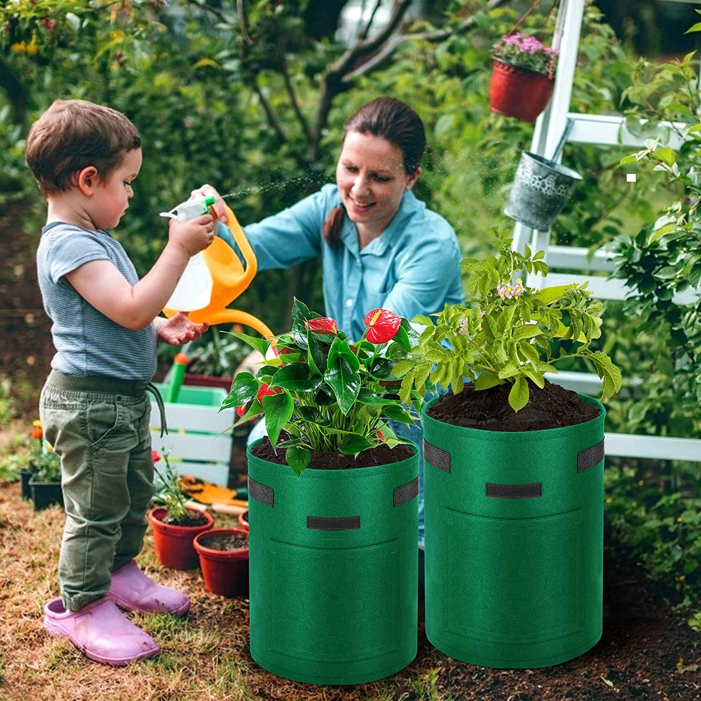 4 Pack 25L Garden Plant Grow Bags with Handles Fruit Vegetable Storage Bags
