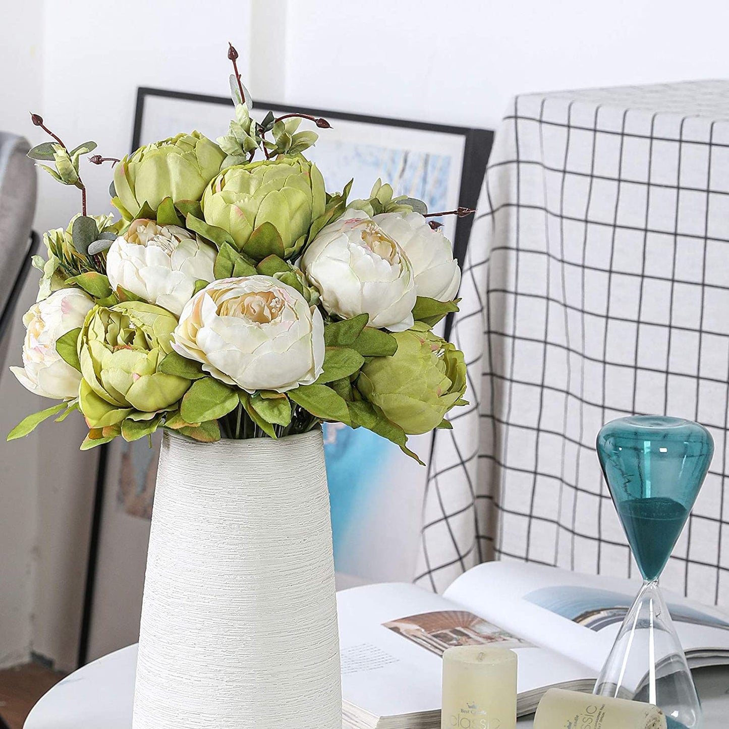 Artificial Peony Silk Flowers Green