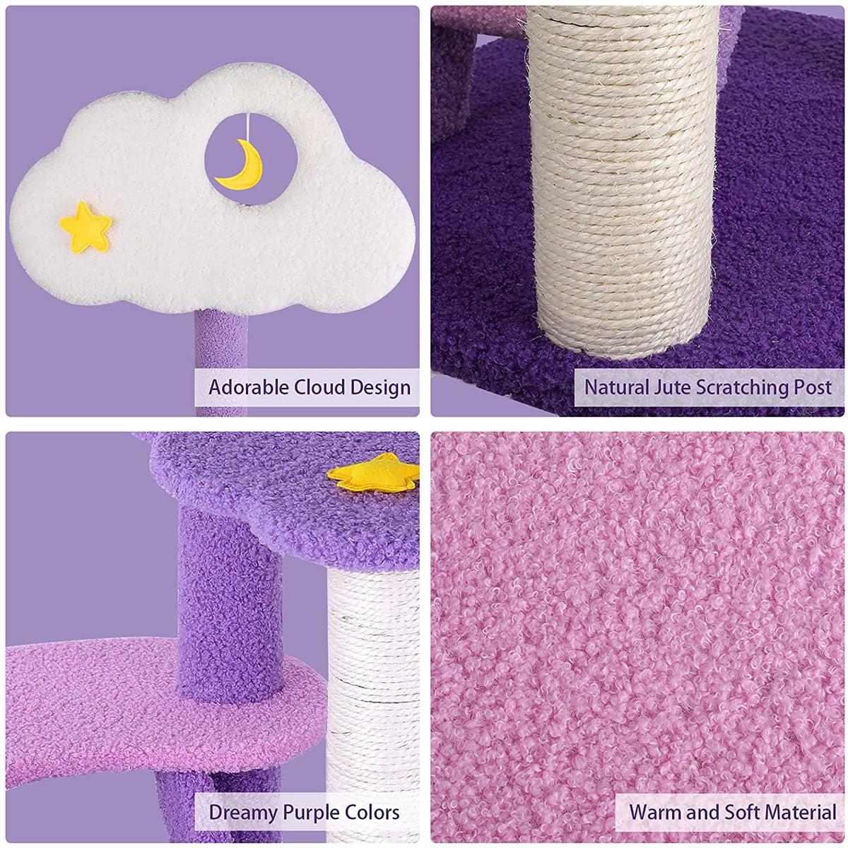 Cat Tree Kitten Furniture Condo Scratching Post Scratcher Multi-Level Cloud 108cm