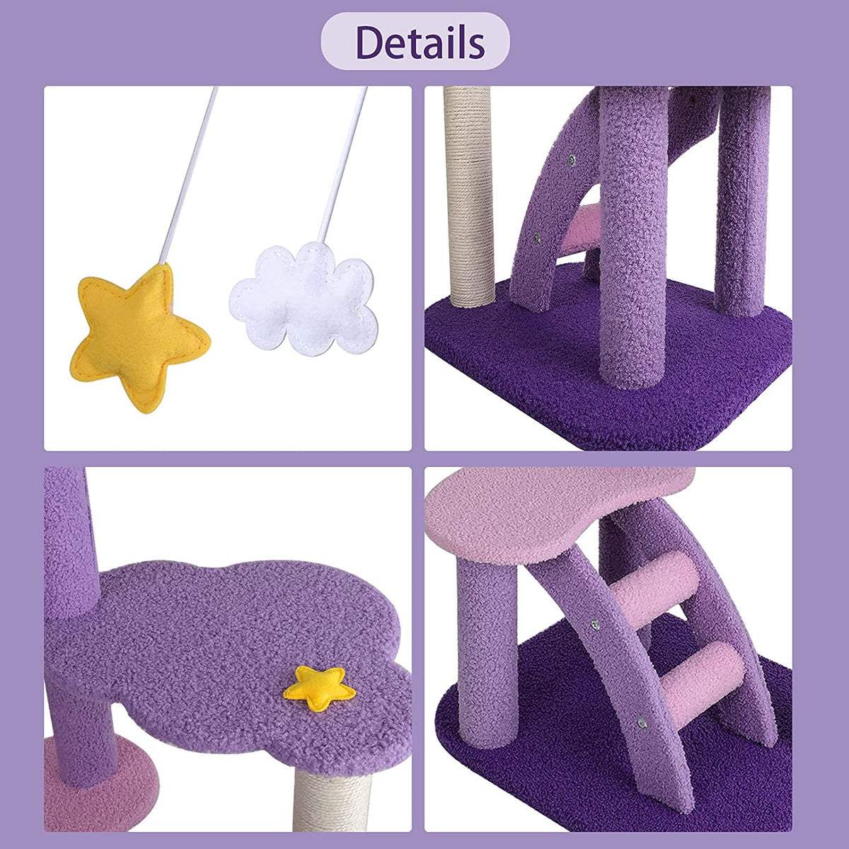 Cat Tree Kitten Furniture Condo Scratching Post Scratcher Multi-Level Cloud 108cm