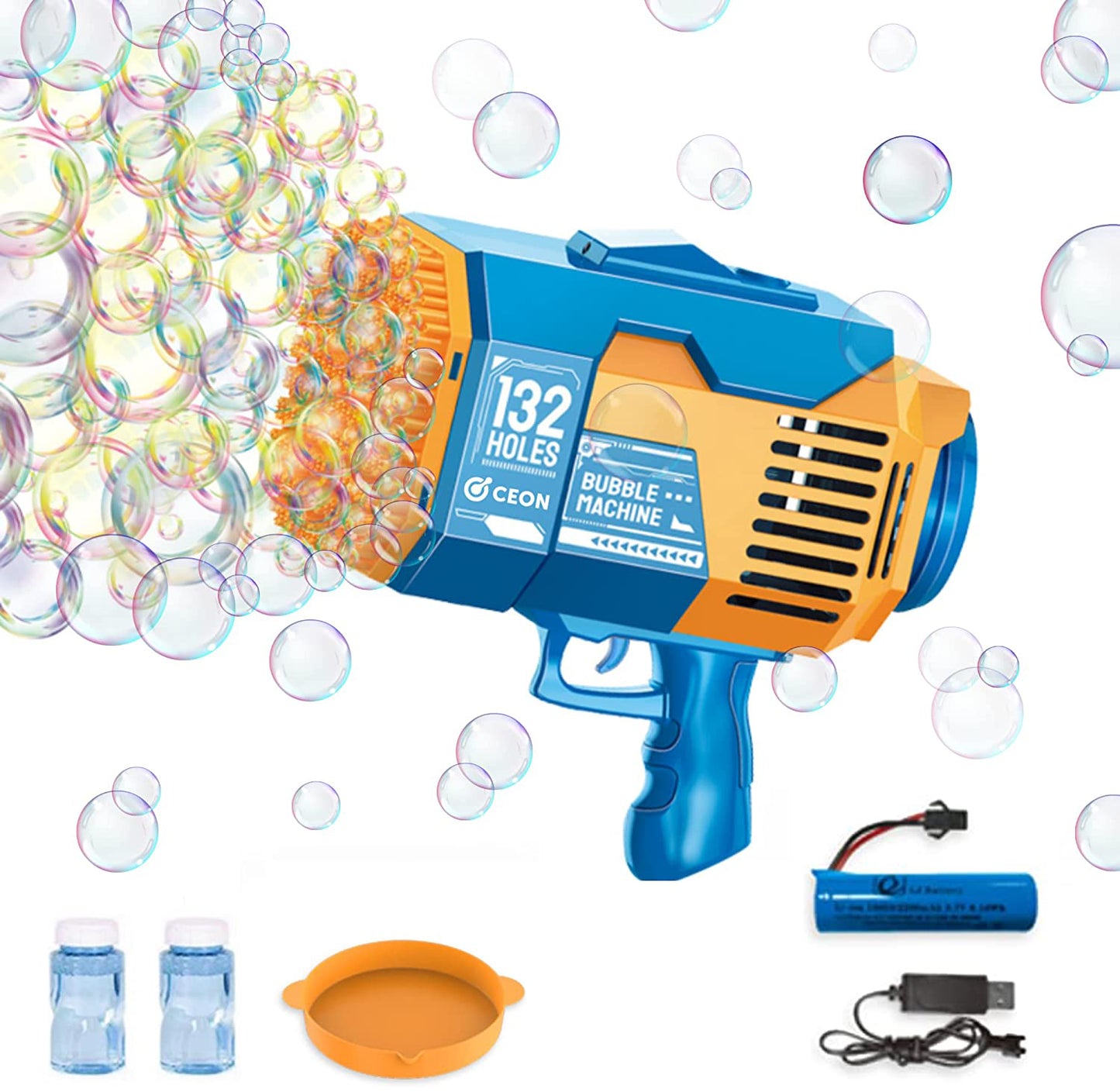 132 Holes Bubble Rocket Launcher with Lights - Blue
