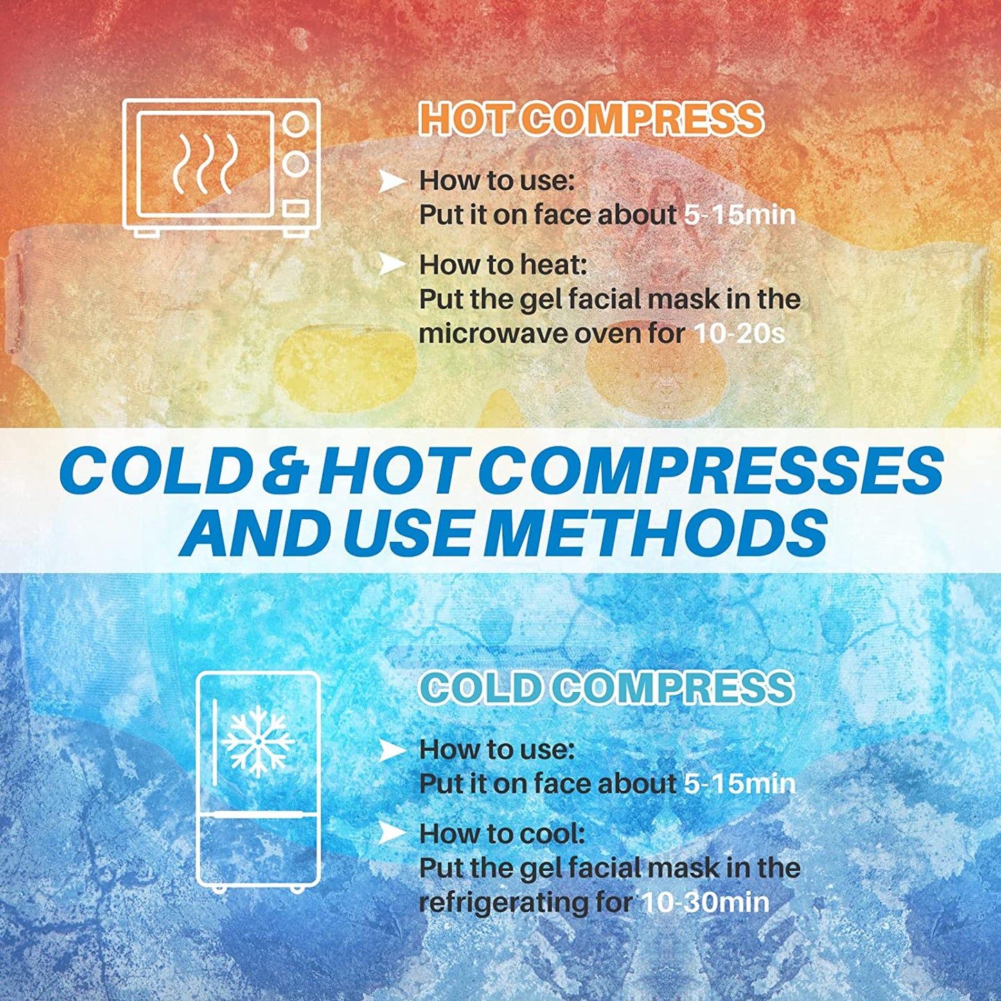 Cold Face Eye Mask Ice Pack Reduce Face Puff,Dark Circles,Gel Beads Hot Heat Cold Compress Pack,Face SPA for Woman Sleeping, Pressure, Headaches, Skin Care[Blue]