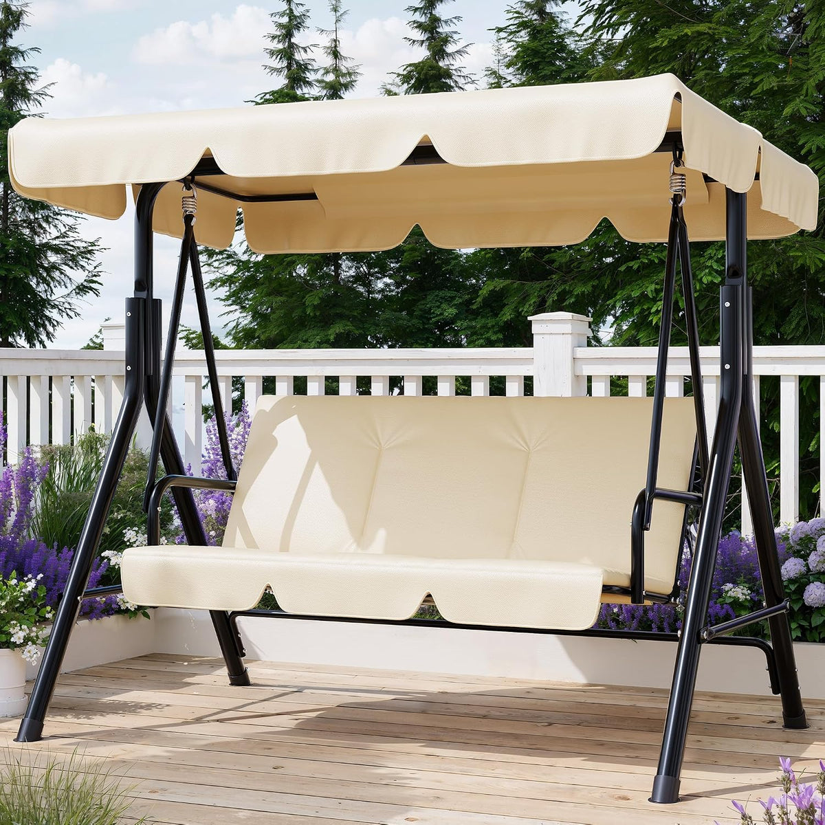 Outdoor Three-Seater Swing Chair - Sand