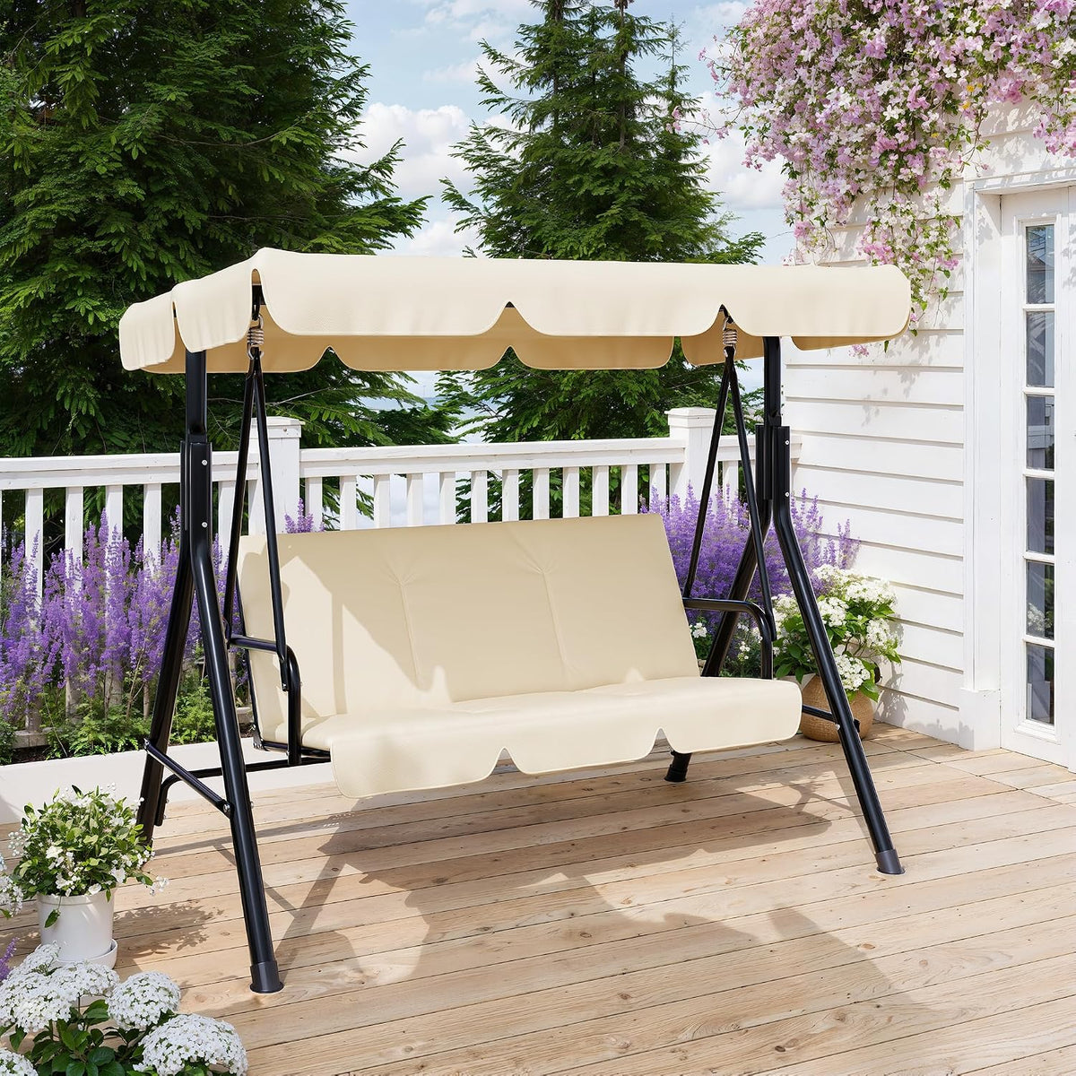 Outdoor Three-Seater Swing Chair - Sand