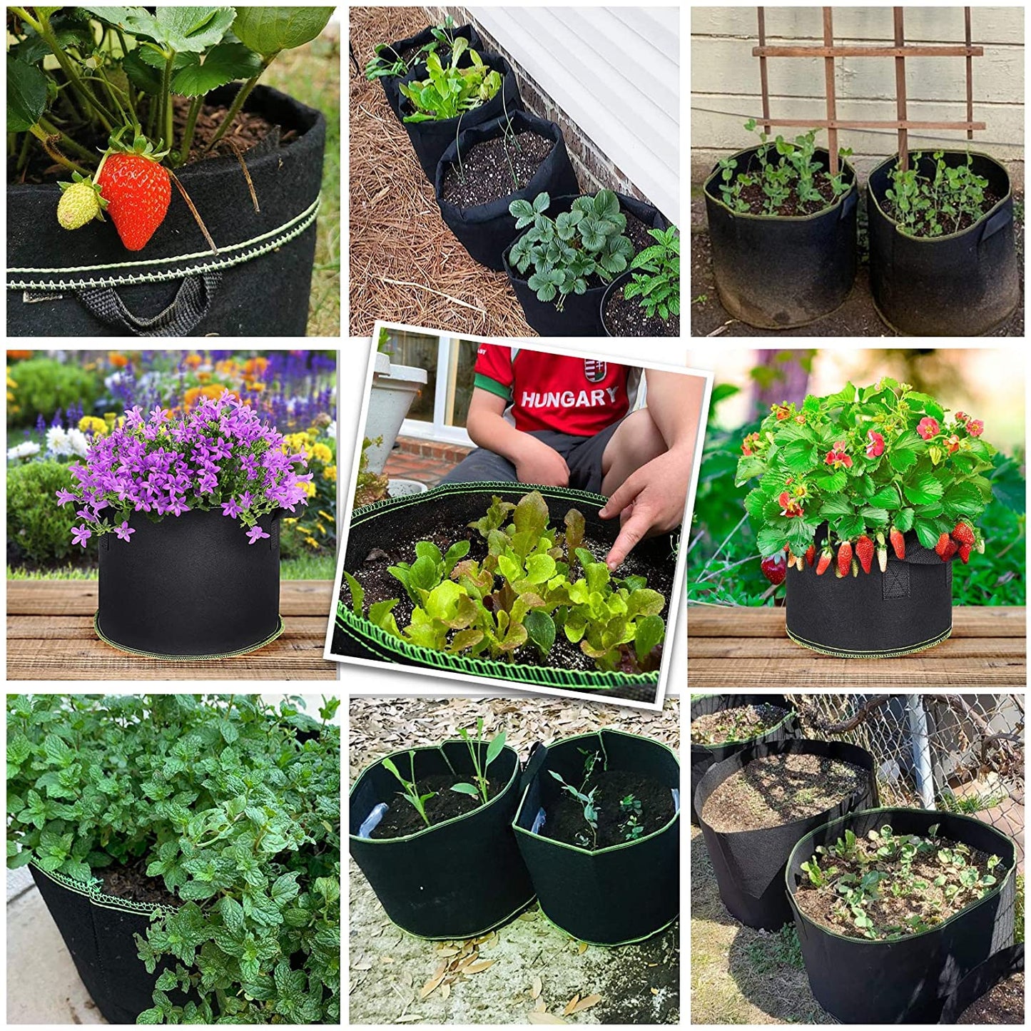 4 Pack 37L Grow Bags Nonwoven Plant Fabric Pots with Handles