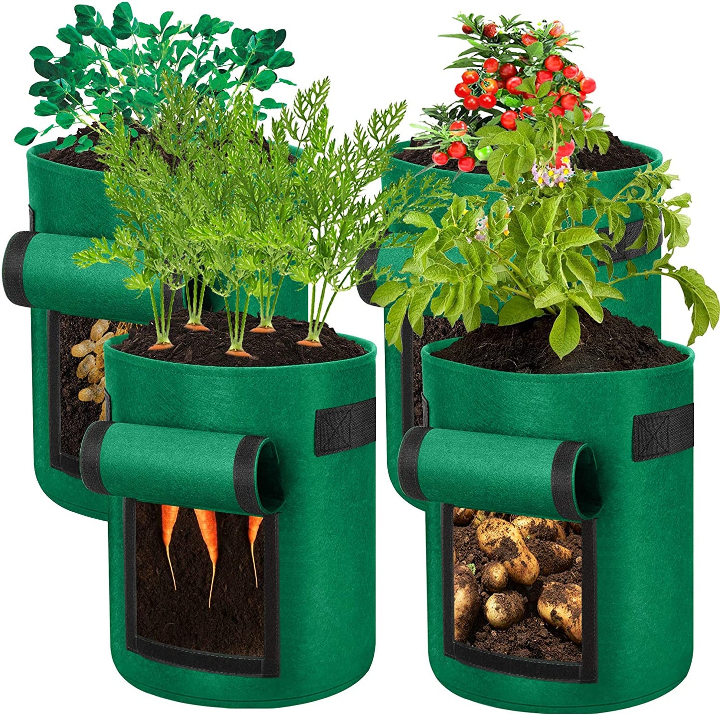 4 Pack 25L Garden Plant Grow Bags with Handles Fruit Vegetable Storage Bags
