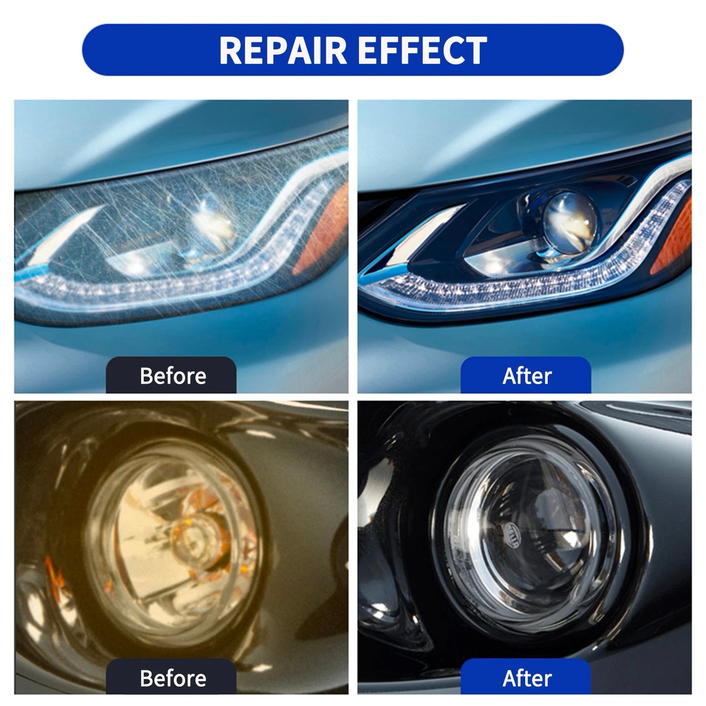 Car Headlight Restoration Kit Headlamp Lens Restore Oxidation Yellow Scratch Repair Liquid Polymer Chemical Polishing