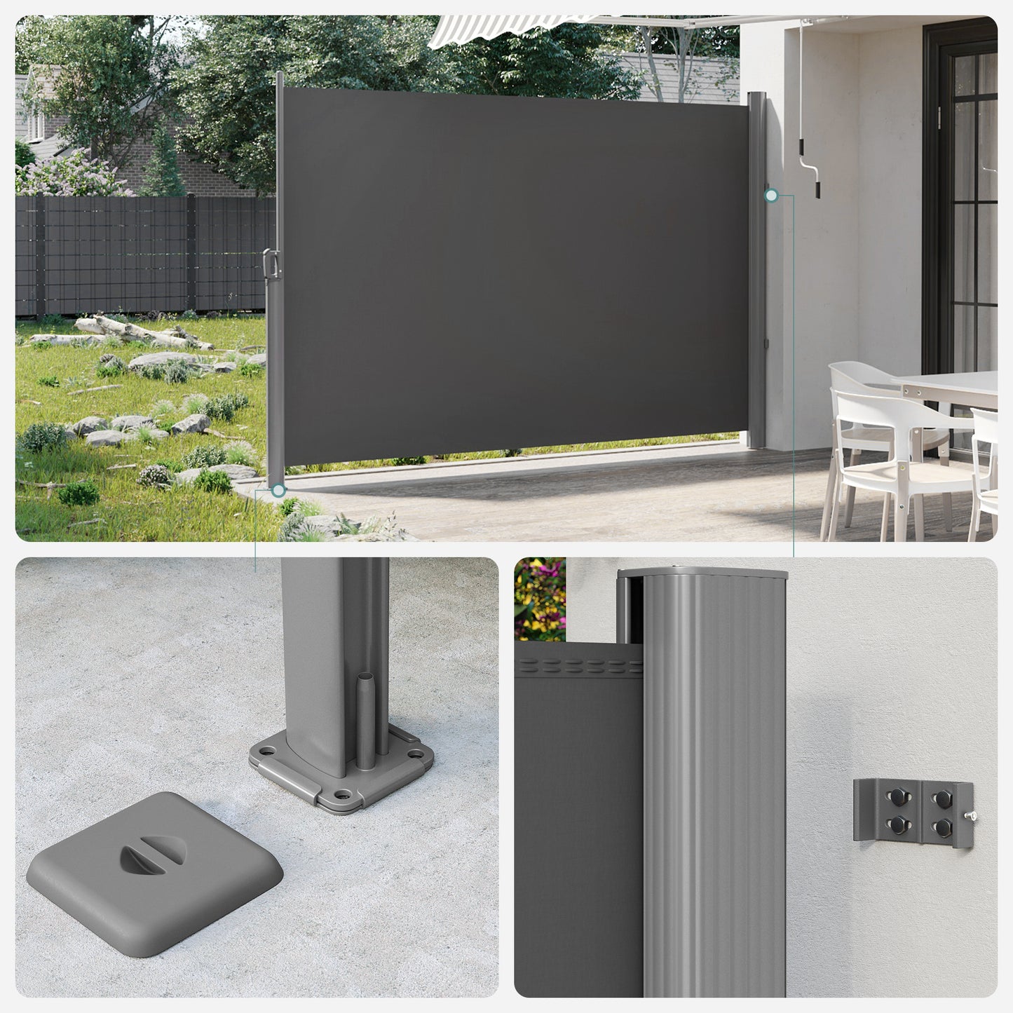 Premium Aluminium Side Awning for Balcony and Terrace 180x350cm