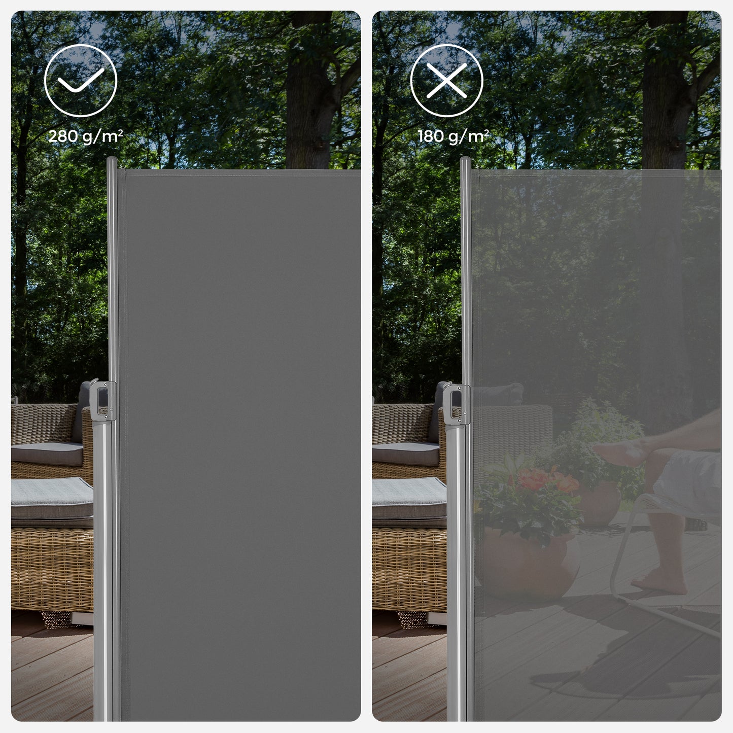 Premium Aluminium Side Awning for Balcony and Terrace 180x350cm