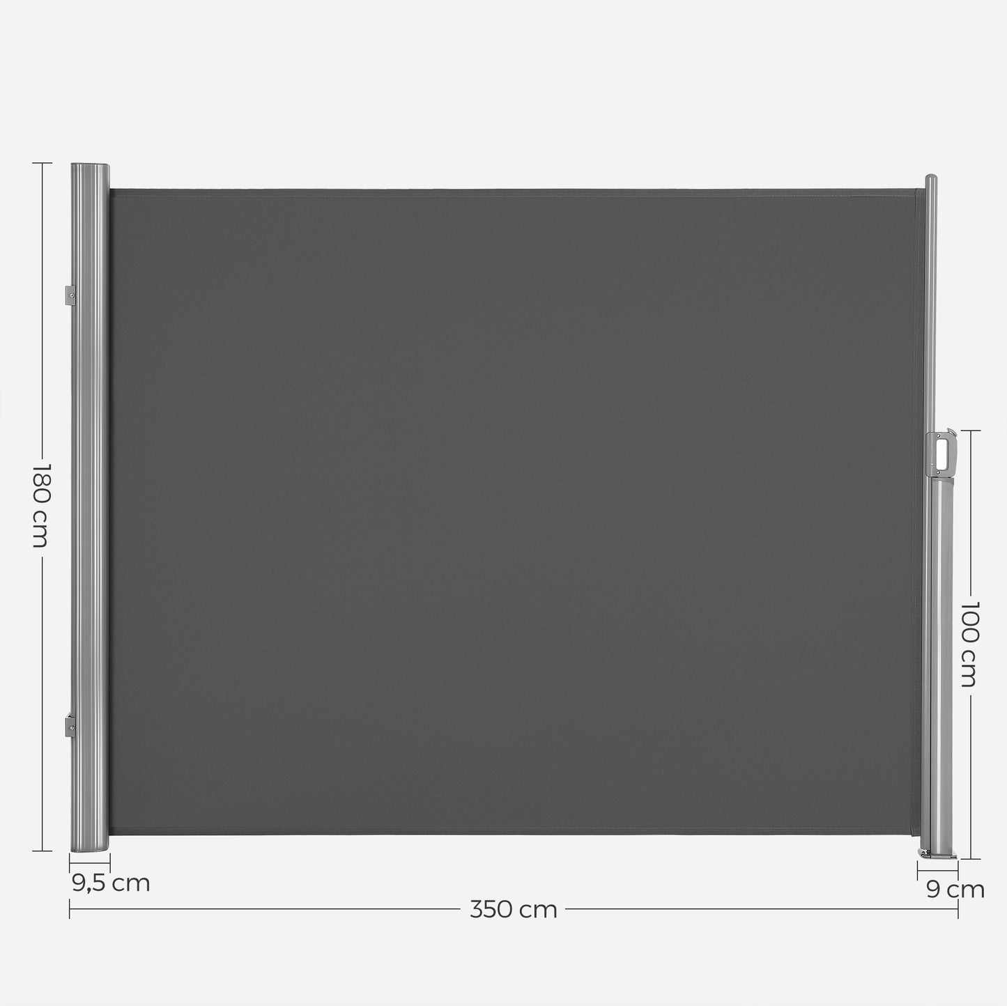 Premium Aluminium Side Awning for Balcony and Terrace 180x350cm