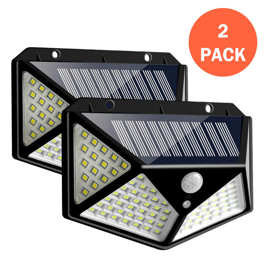 100 LED Solar Power Wall Light 3 Modes Body Sensor 4 Pack