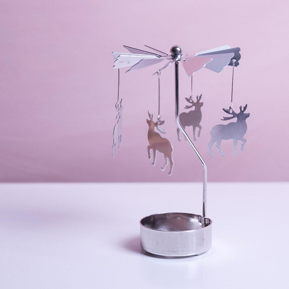 Rotating Candle Holder Metal Silver Tealight Candle Holder - Elk