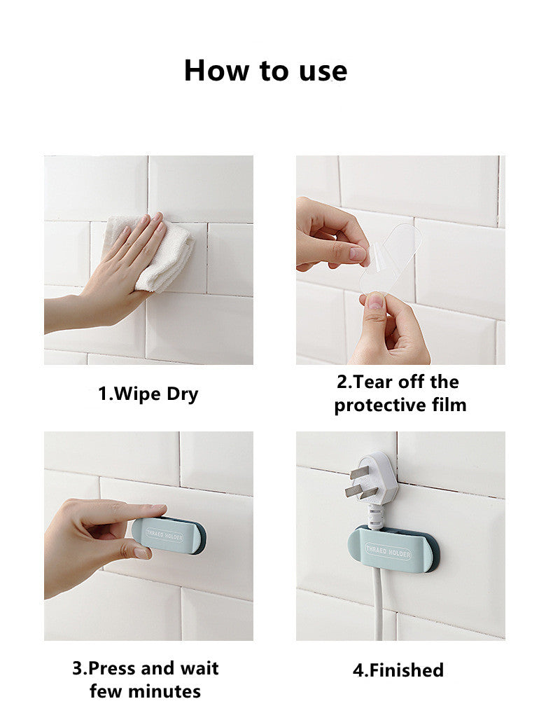 Cable Organizer Power Cord Cable Holder Hook 4 Pack - Light Blue
