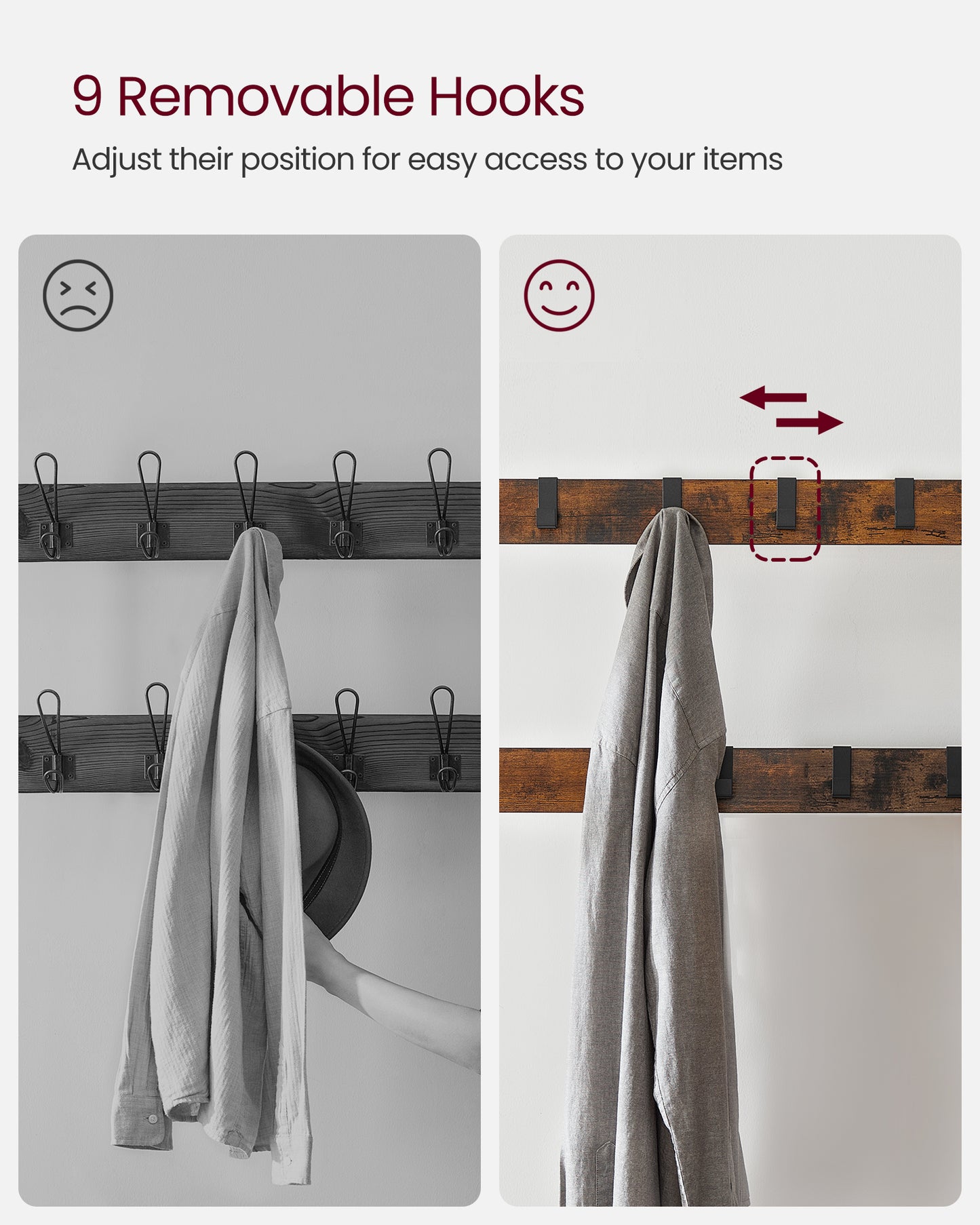 VASAGLE Coat Rack, Coat Stand with Shoe Storage Bench