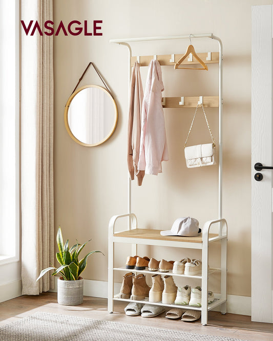 VASAGLE Coat Rack, Coat Stand with Shoe Storage Bench