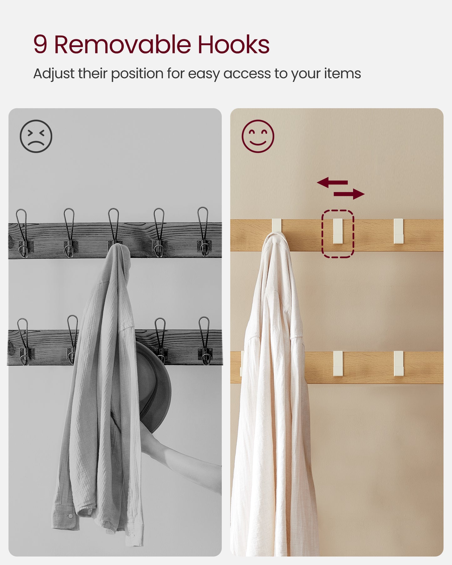 VASAGLE Coat Rack, Coat Stand with Shoe Storage Bench