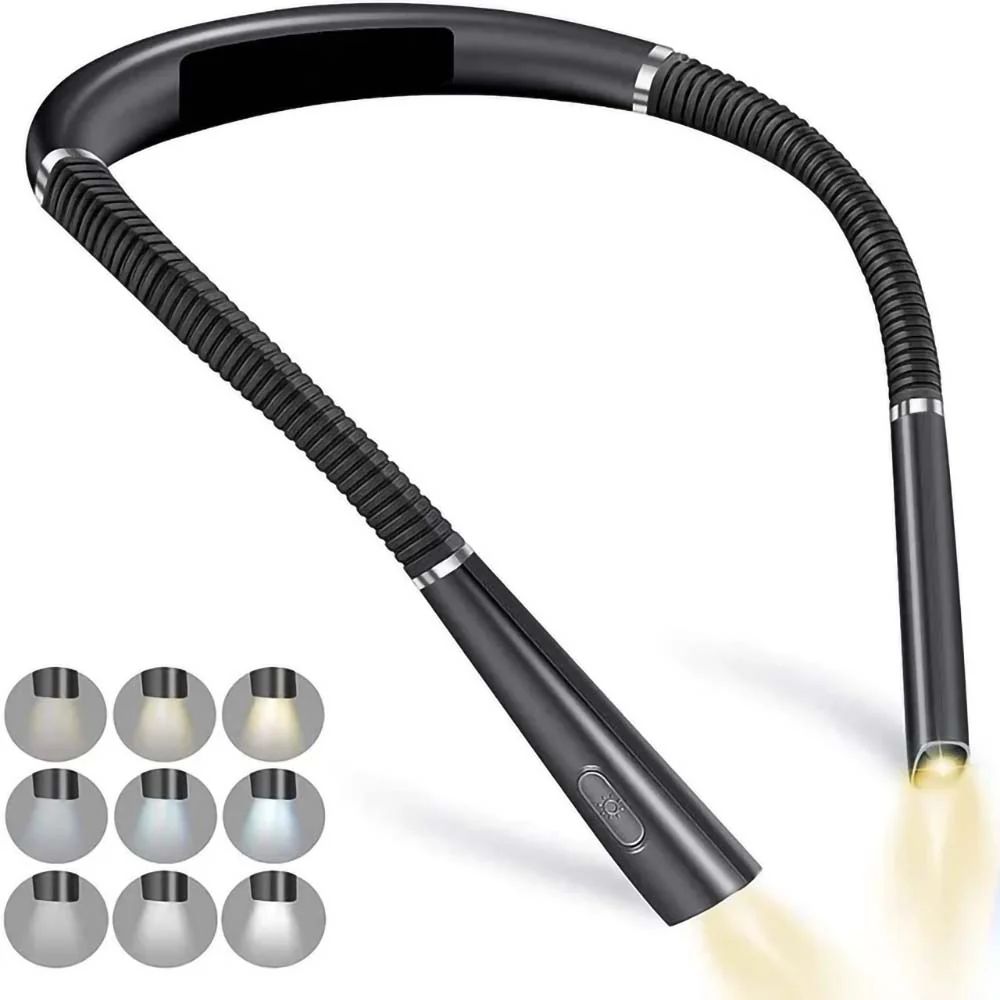 LED Neck Reading Light Rechargeable Book Light for Reading in Bed  3 Colors, 3 Brightness Levels