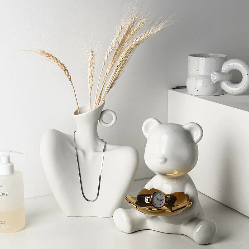 Bear Decor Plate Sculptures Black