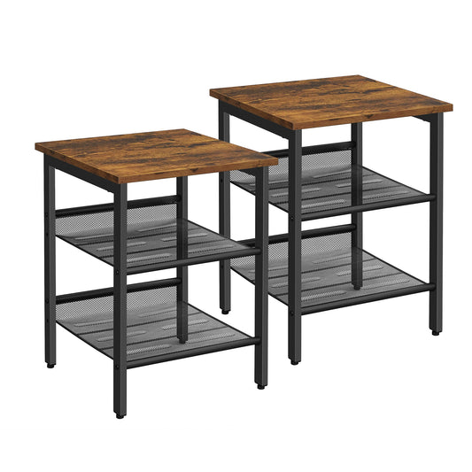 VASAGLE Side Table Set, Nightstand, Industrial Set of 2 Bedside Tables