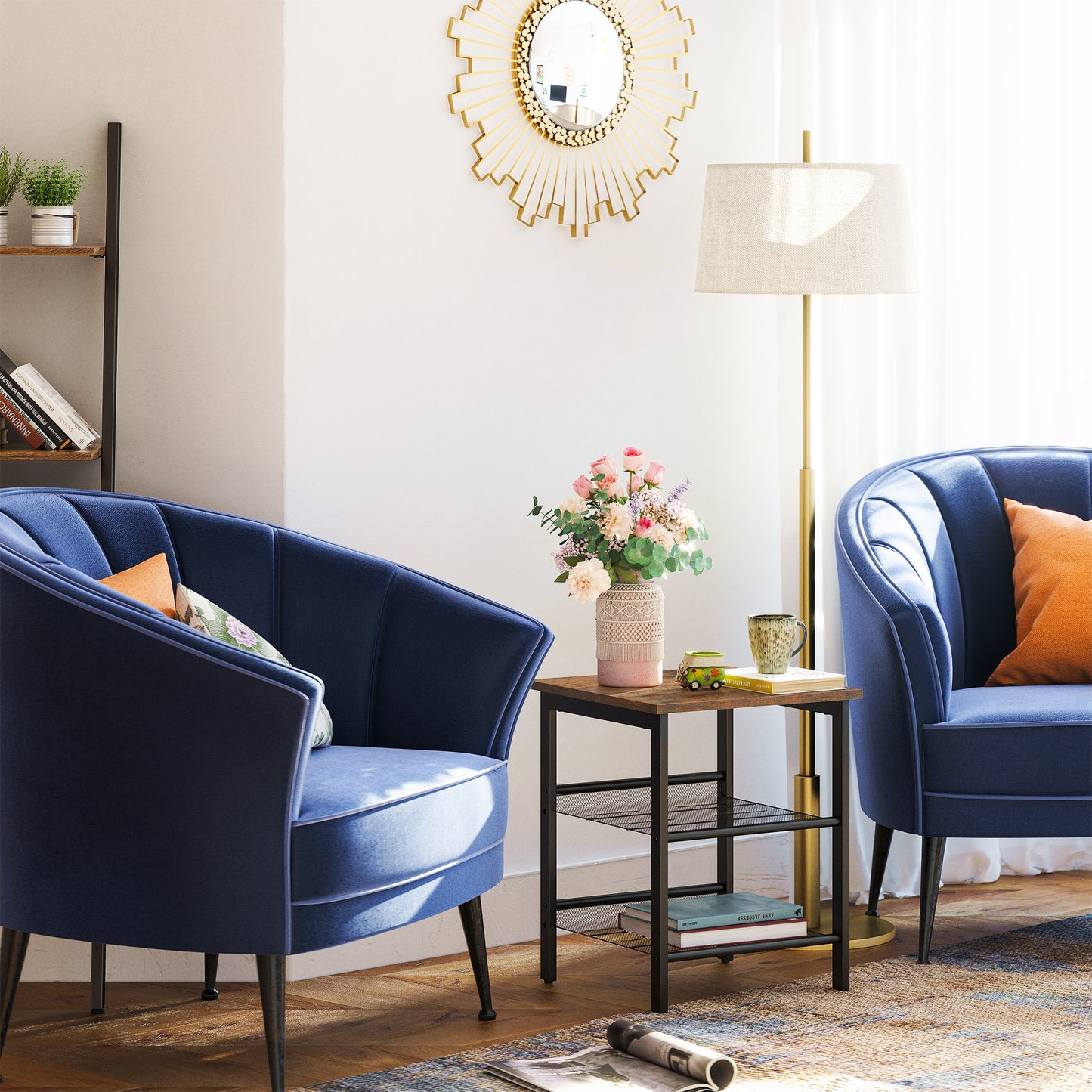 VASAGLE Side Table Set, Nightstand, Industrial Set of 2 Bedside Tables