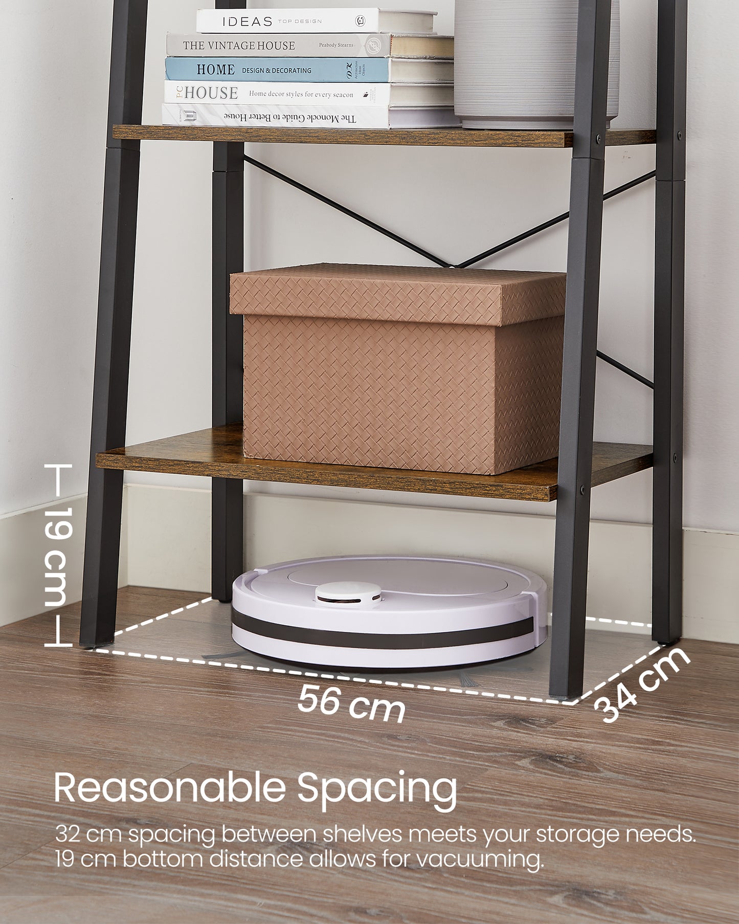 VASAGLE Ladder Shelf, 4-Tier Bookshelf, Storage Rack