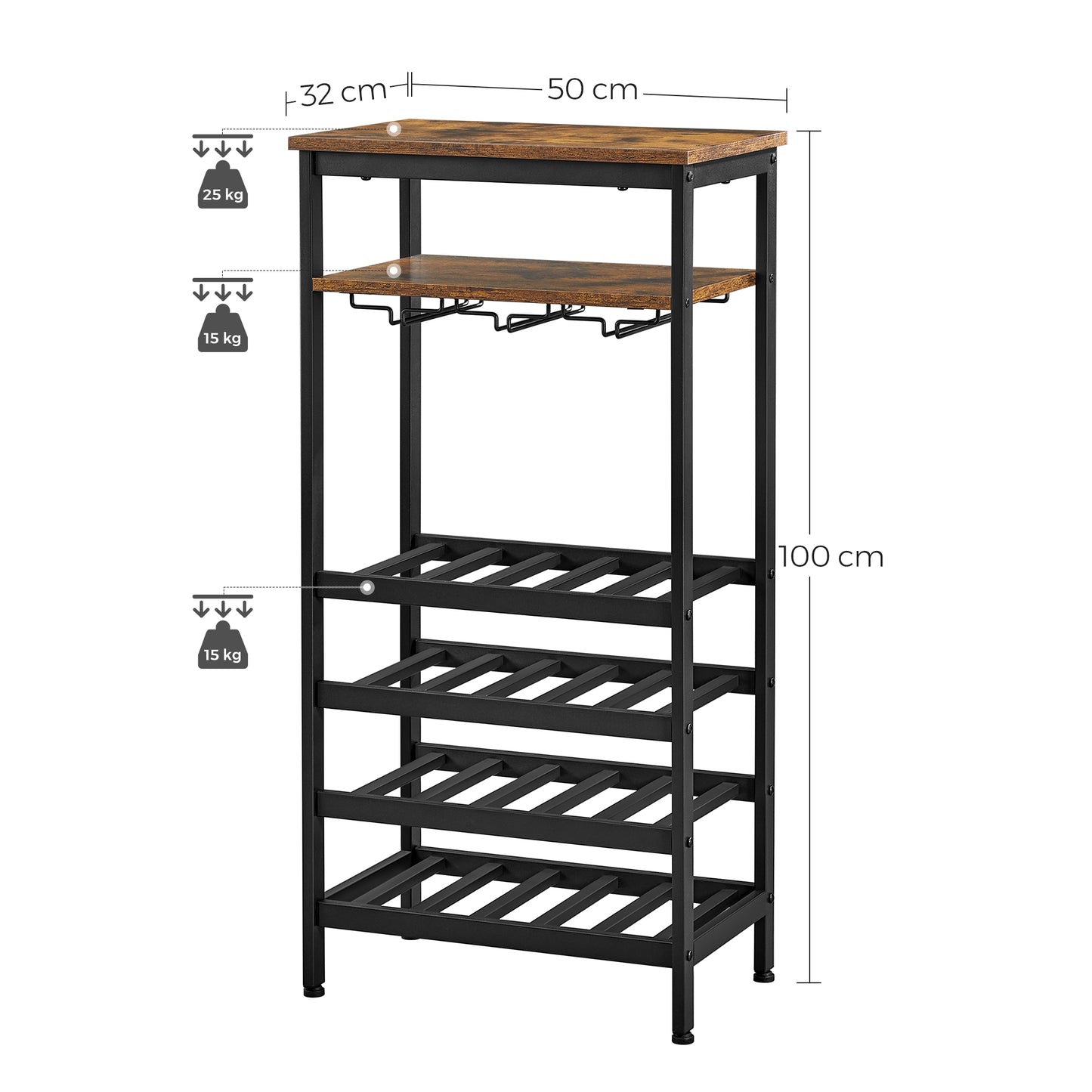 VASAGLE Wine Rack, Holds 20 Bottles, Wine Holder