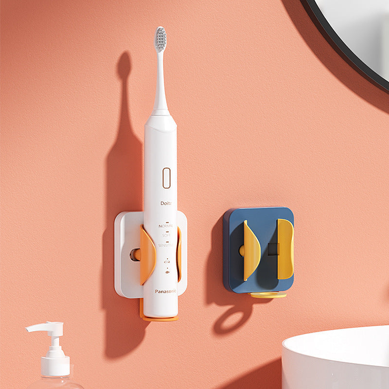 2 Pack Electric Toothbrush Hanger Punch-Free Wall-Mounted Toothbrush Rack White Orange