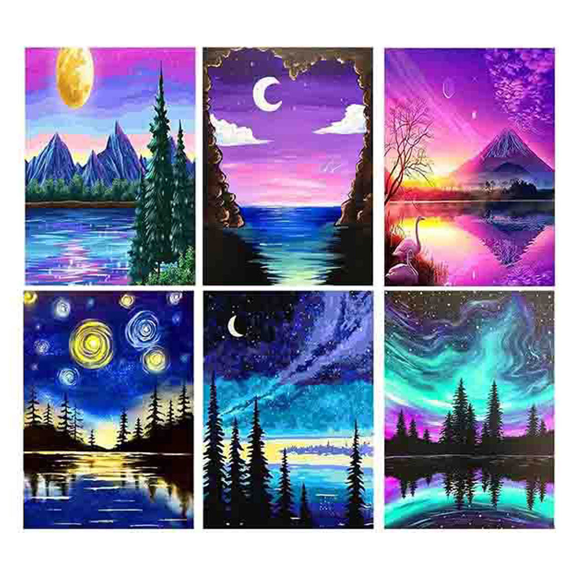DIY Artificial Diamond Art Painting 6 Paint Set - B