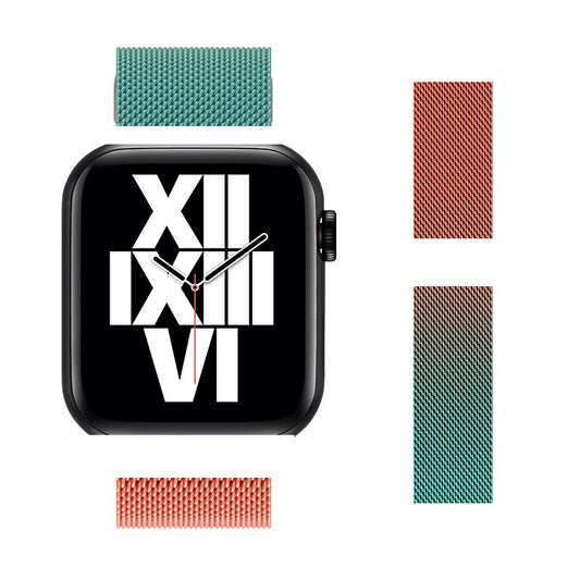 Stainless Steel Milanese Loop Apple Watch Band Orange Green 42mm 44mm 45mm 49mm