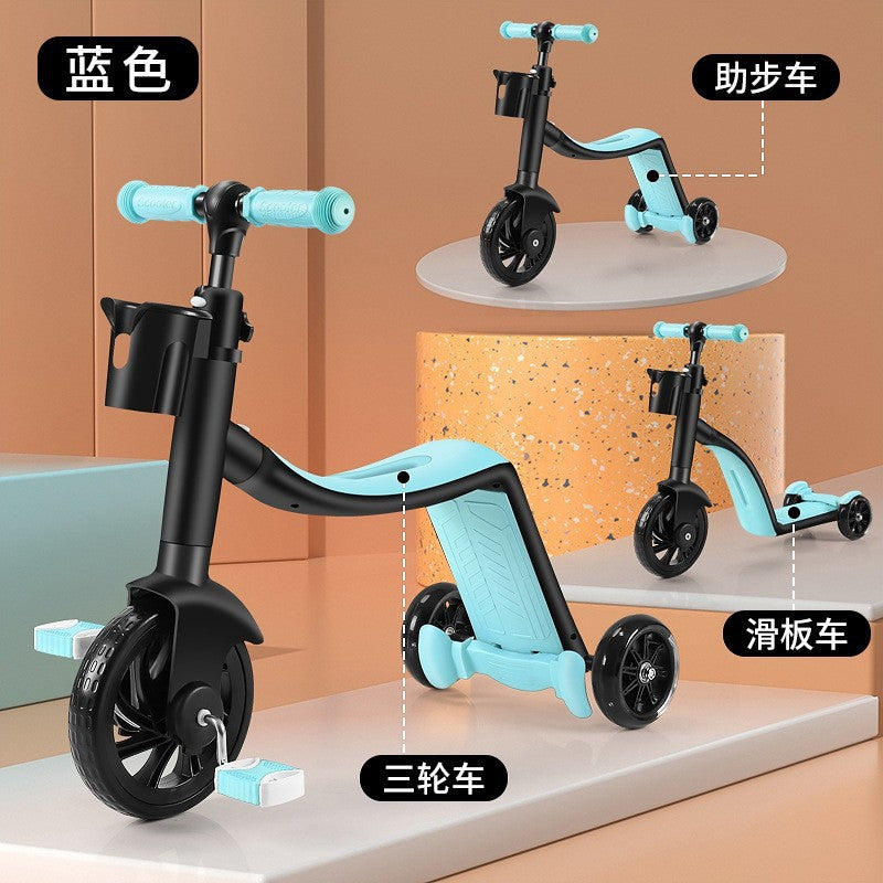3 in 1 Kids Tricycle | Kick Scooter Tricycle Balance Bike | with Adjustable Height for 3 to 8 Year Kids