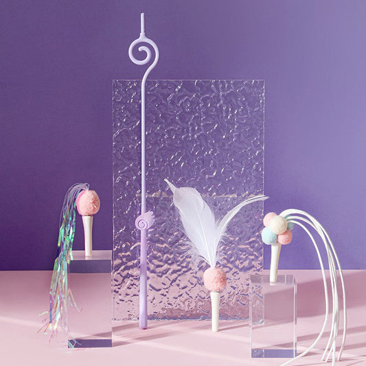 Pet Wand Toy Cartoon Type Cat Teaser Stick Pet 3 in 1 Cat Teaser Purple