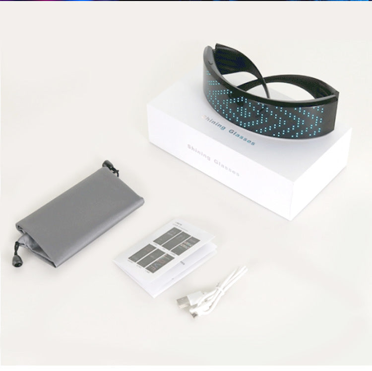 Bluetooth Programmable Full Color LED Glasses – USB Rechargeable Light Up Shining Glasses for Party & Festival