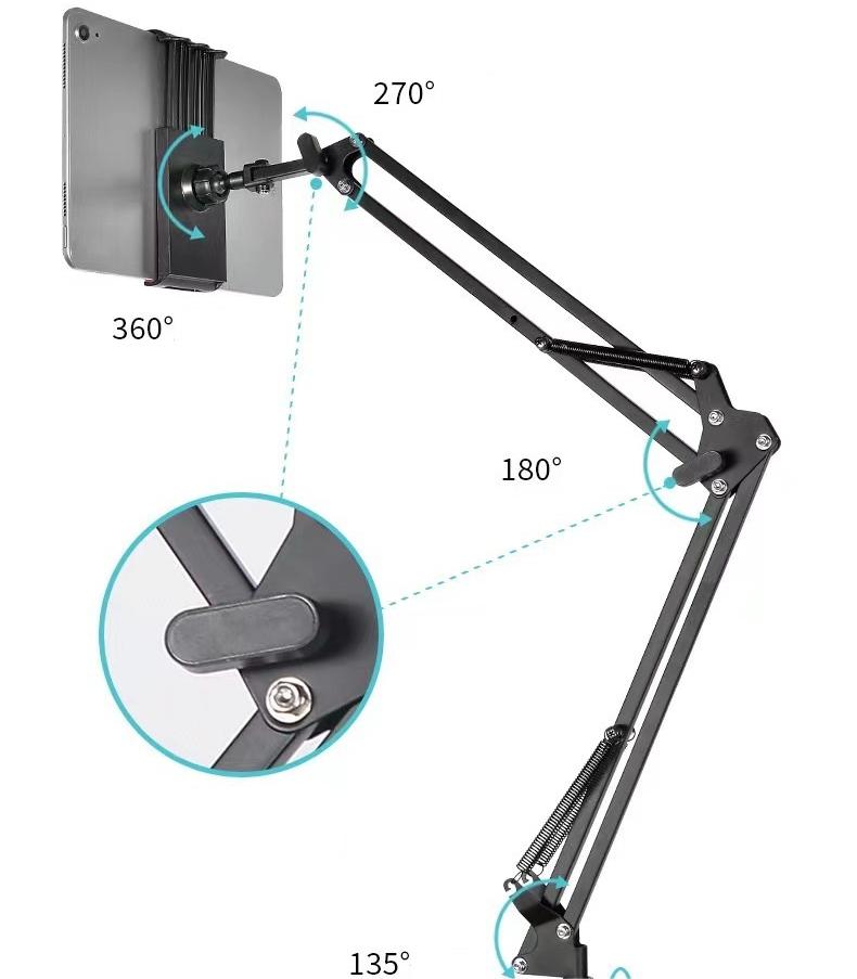 360° Rotation Universal Phone Clip Holder Clamp Flexible Articulating Arm Phone Mount for Desk