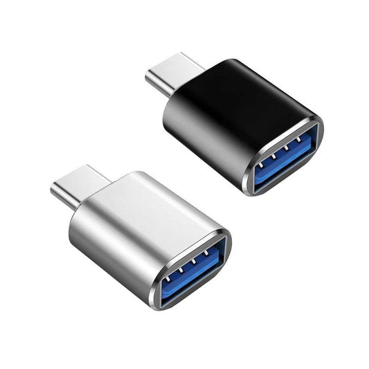 USB C to USB Adapter 2 Pack (Black and Sliver)