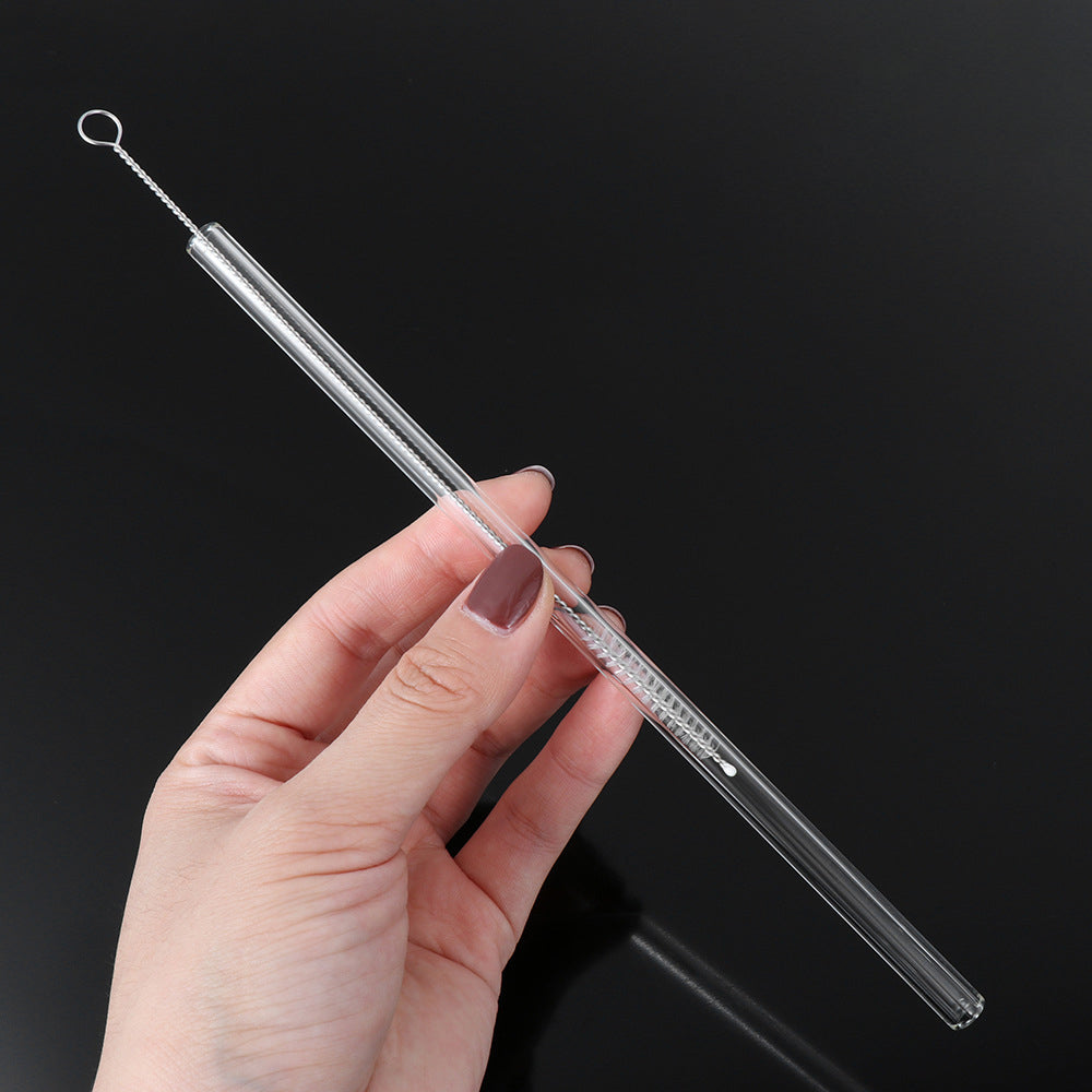 8 Pcs Reusable Glass Drinking Straws Set with Cleaning Brush