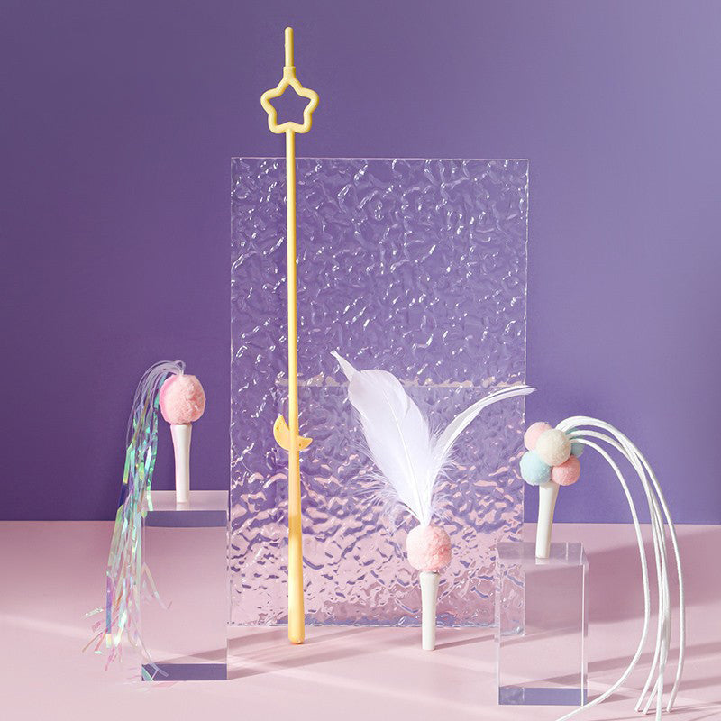 Pet Wand Toy Cartoon Type Cat Teaser Stick Pet 3 in 1 Cat Teaser Purple