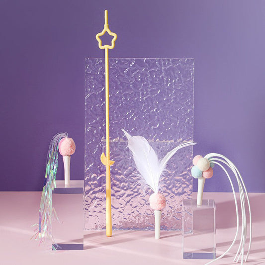 Pet Wand Toy Cartoon Type Cat Teaser Stick Pet 3 in 1 Cat Teaser Purple