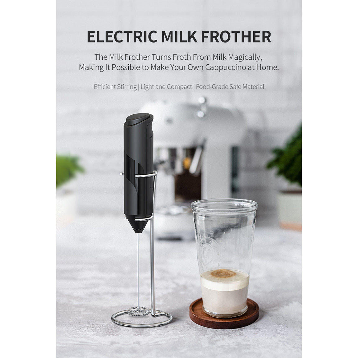 Handheld Electric Milk Frother Drink Coffee Mixer Foam Maker with Stand